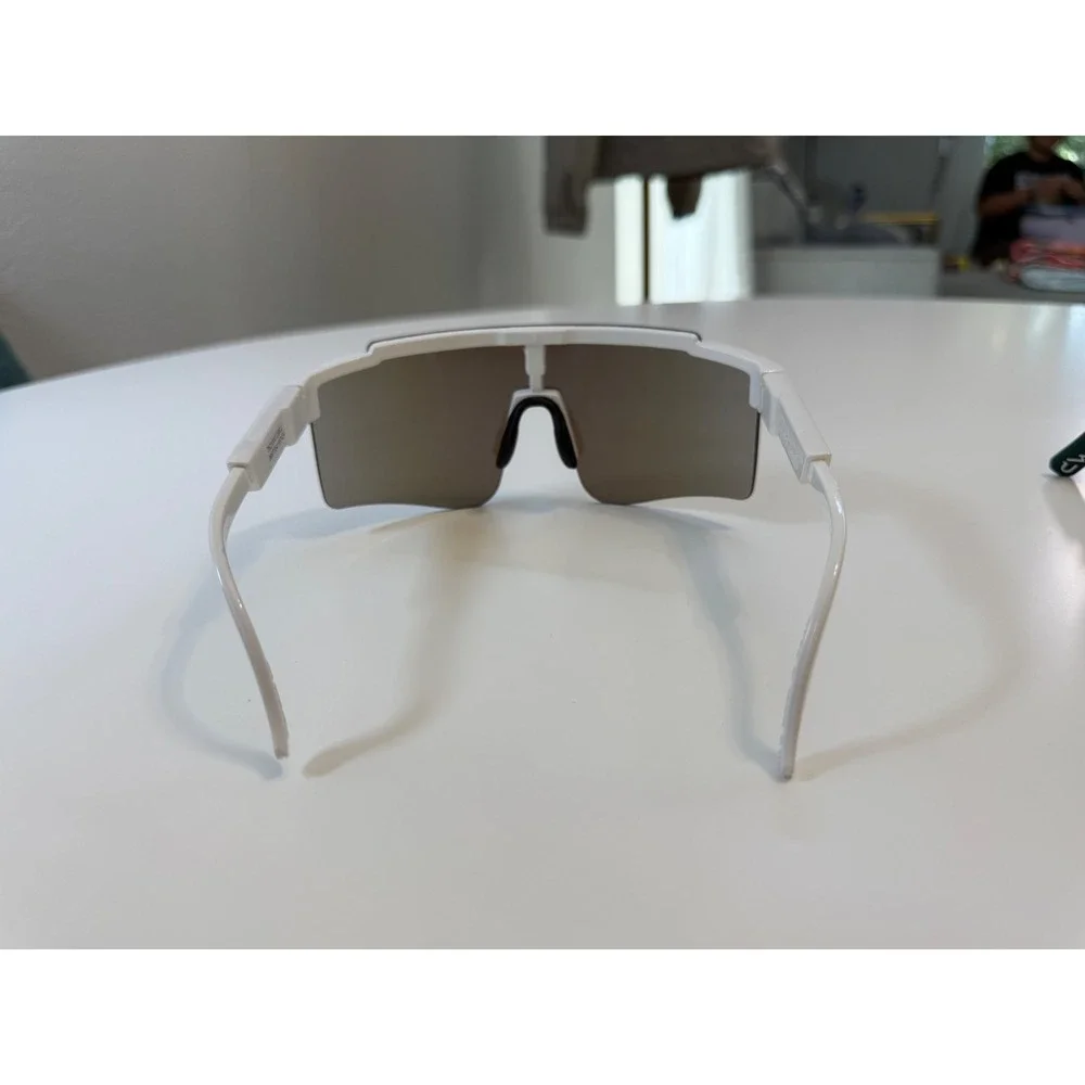 Epic Eyewear Shield Sport Sunglasses White Mirrored Wrap Cycling Running